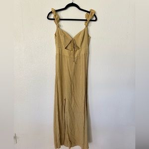 ANTHROPOLOGIE MUSTARD GINGHAM MIDI DRESS